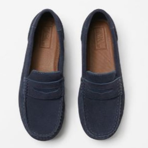 Zara Kids Leather Loafers Like New Dressy Size: EU 29 / US 11.5 Navy - Picture 2 of 8